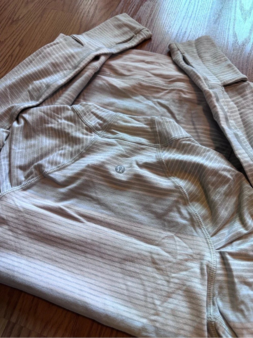 Lululemon Light Gray Striped Long-Sleeve Women's Top